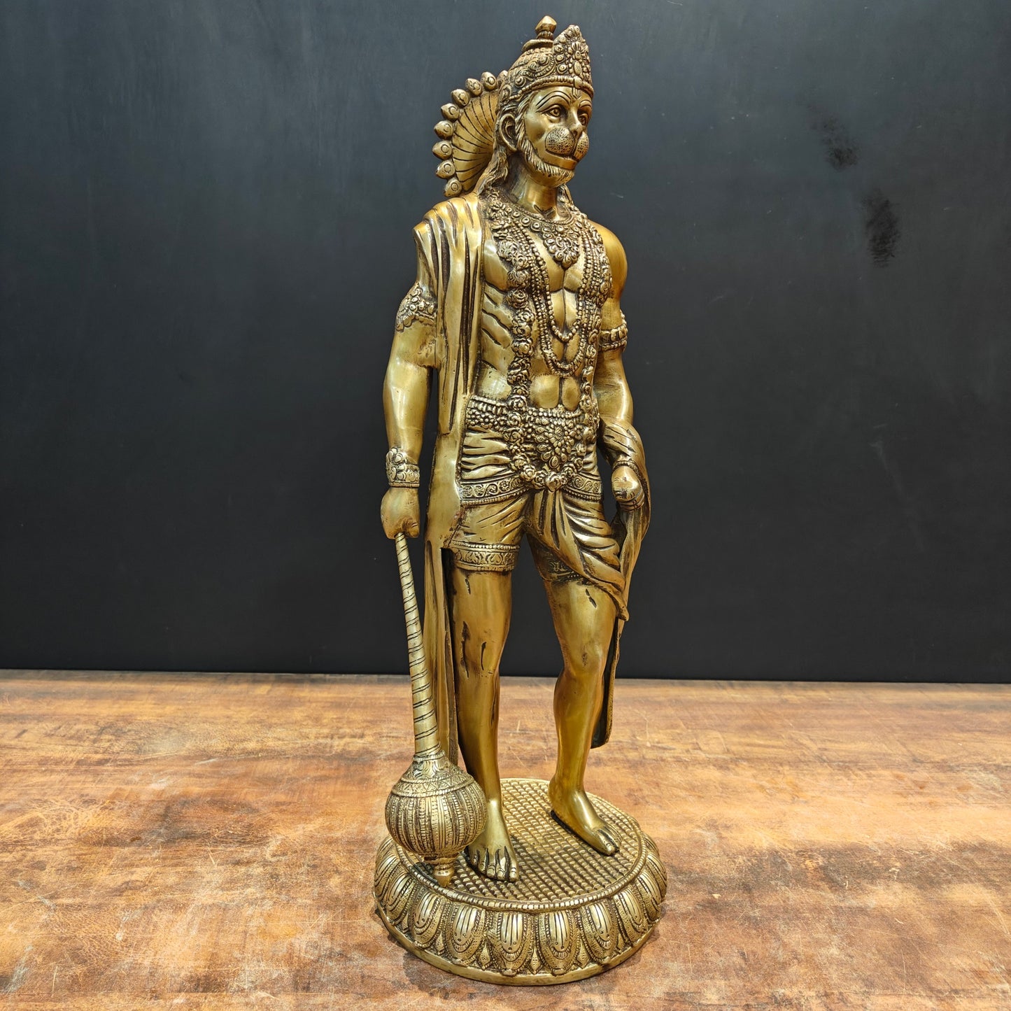 Brass Standing Hanuman Statue 23 Inches