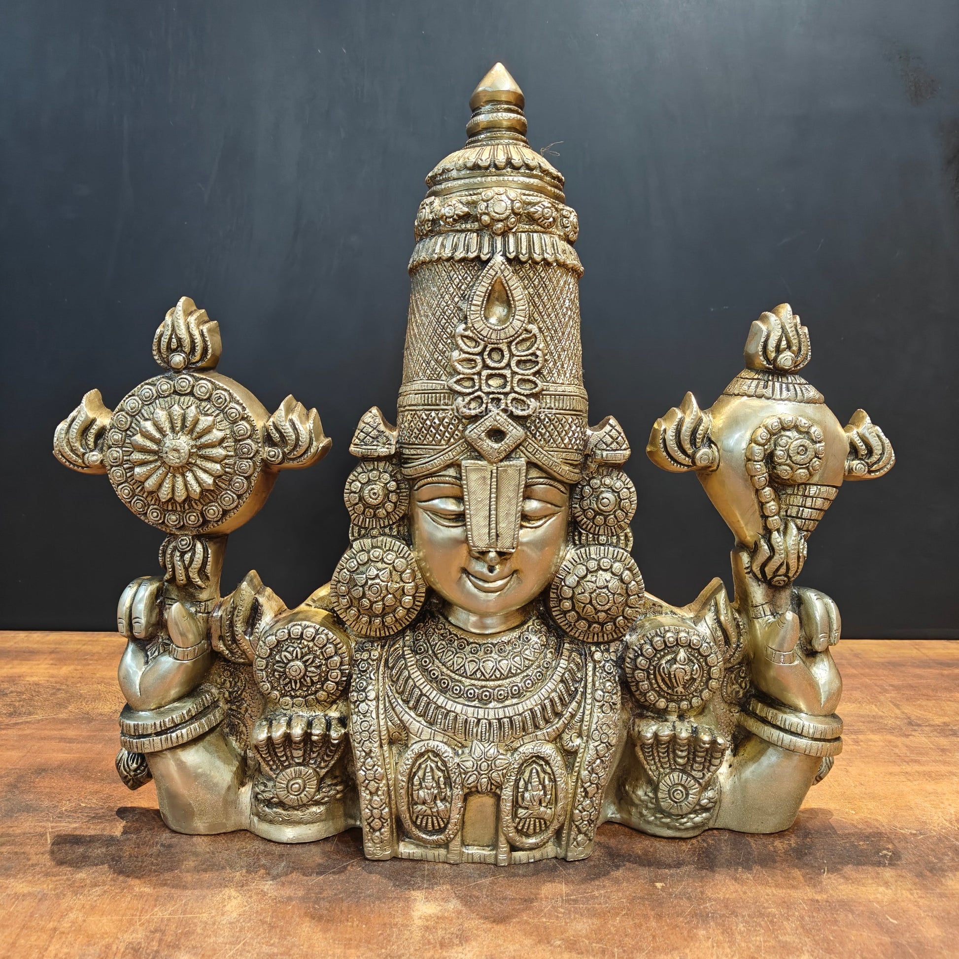 Brass Tirupati Balaji Face Wall Hanging 18 Inches - Image 3