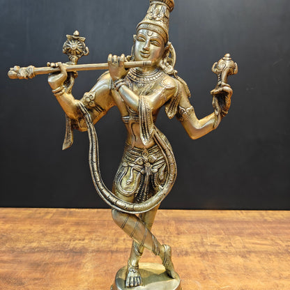 Brass Krishna Statue For Home Decor 1.5 Feet by vendor-unknown - Hindu Gods (View 4)