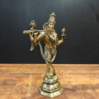 Brass Krishna Statue For Home Decor 1.5 Feet by vendor-unknown - Hindu Gods (View 5)