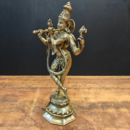 Brass Krishna Statue For Home Decor 1.5 Feet by vendor-unknown - Hindu Gods (View 6)