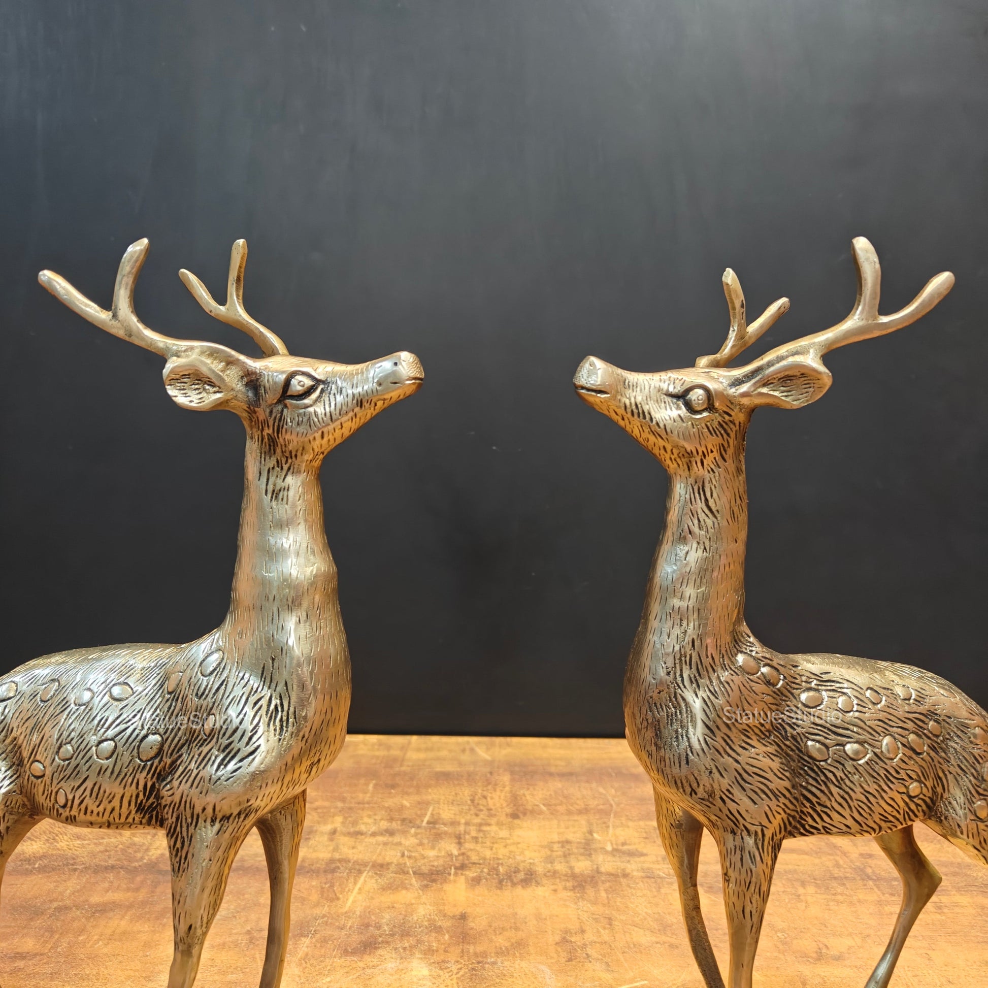 Brass Deer Pair For Vastu Showpiece Decorative 14 Inches - Image 2