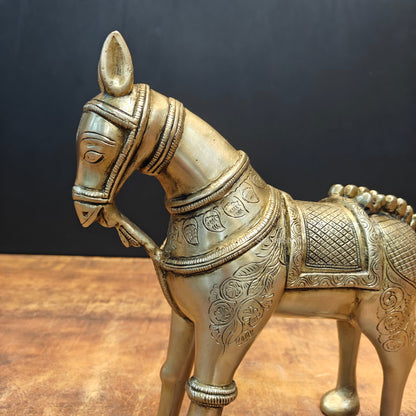 Brass Unique Horse Statue For Decor Showpiece 12.5 Inch by vendor-unknown - Decor (View 2)