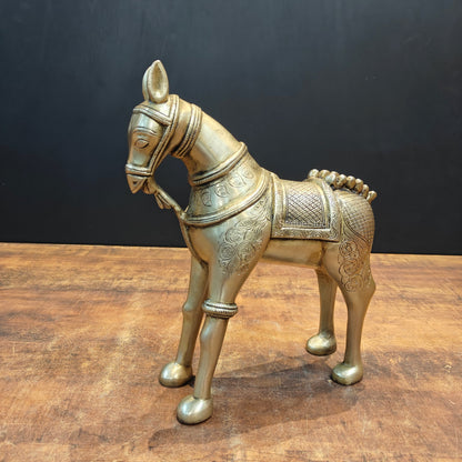 Brass Unique Horse Statue For Decor Showpiece 12.5 Inch by vendor-unknown - Decor (View 3)