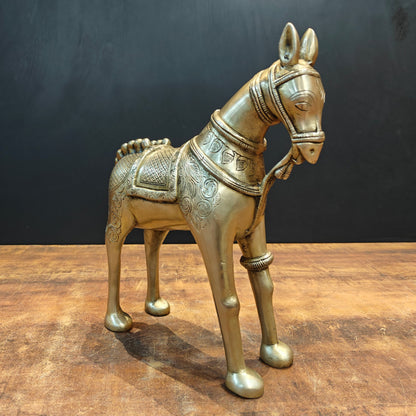 Brass Unique Horse Statue For Decor Showpiece 12.5 Inch by vendor-unknown - Decor (View 6)