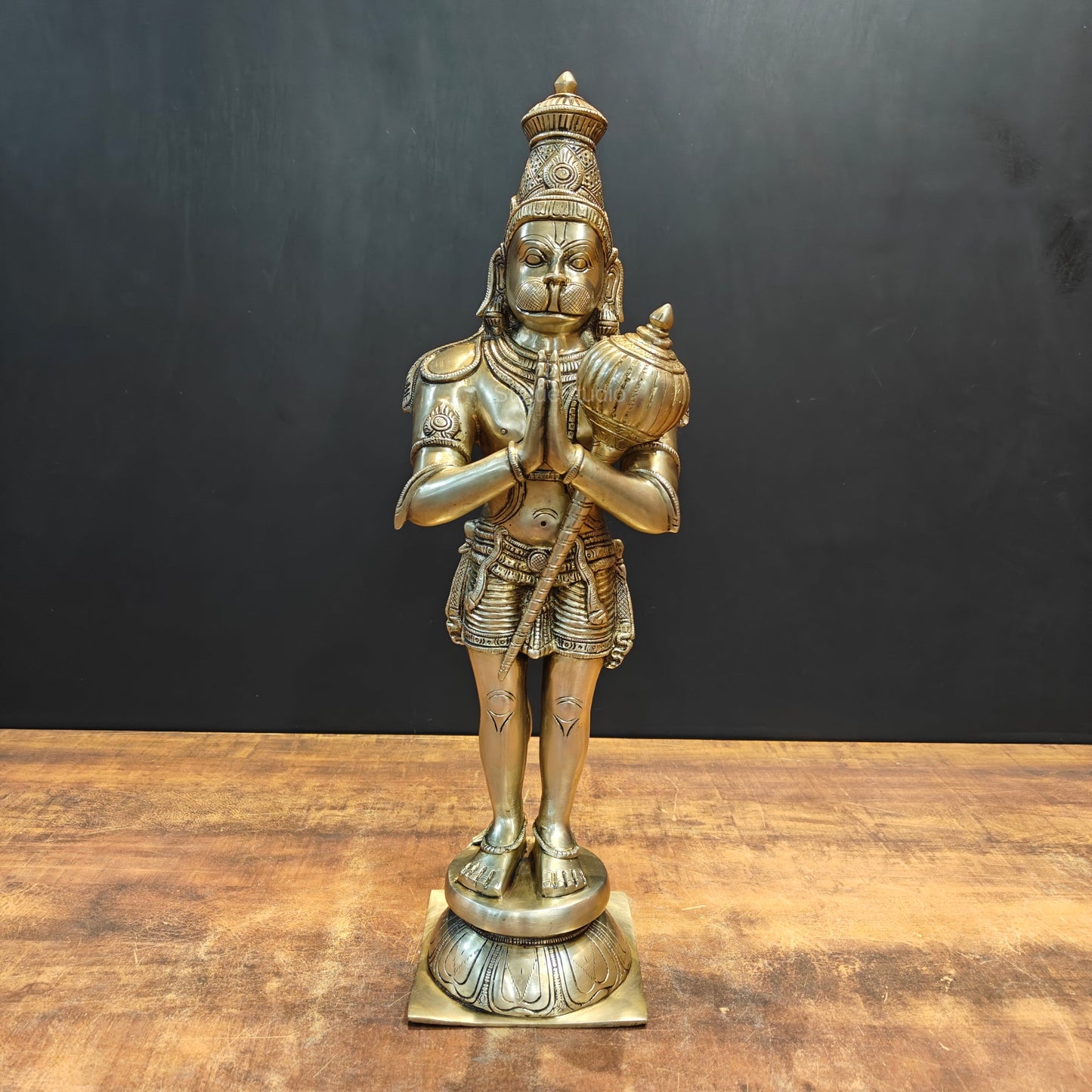 Brass Hanuman Idol Standing In Namaskar Posture 23 Inch