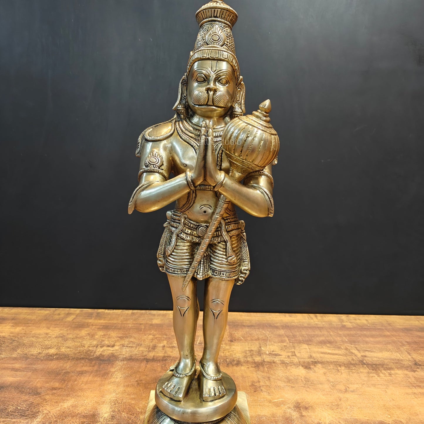 Brass Hanuman Idol Standing In Namaskar Posture 23 Inch