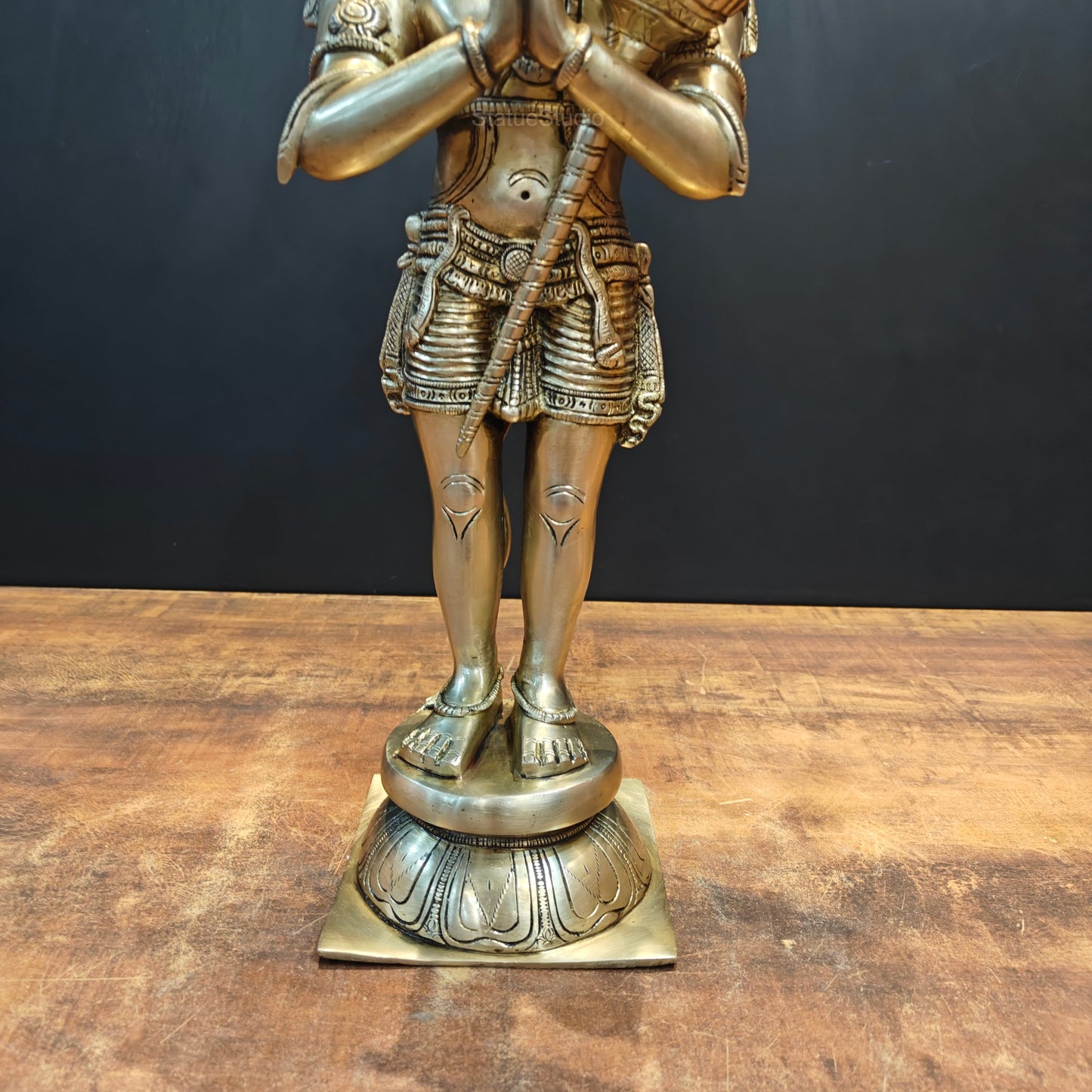 Brass Hanuman Idol Standing In Namaskar Posture 23 Inch