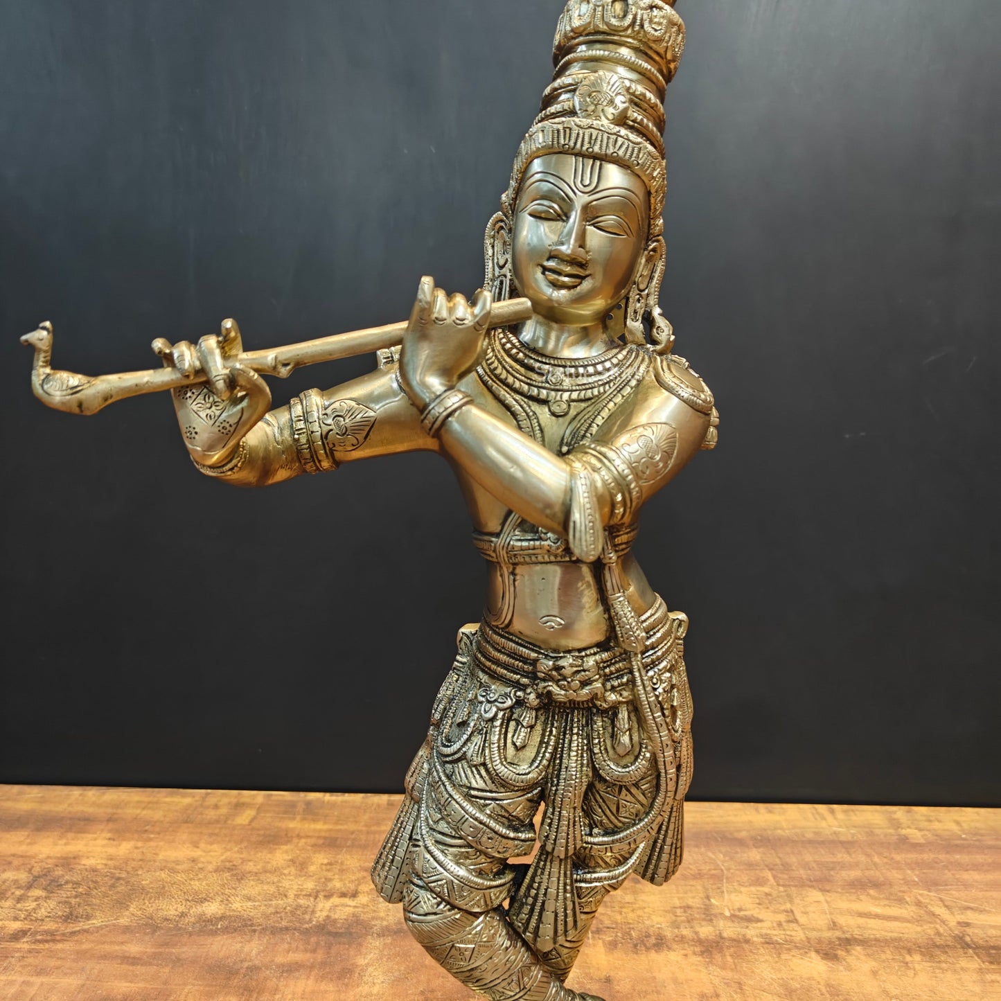 Brass Fine Standing Krishna Idol For Home Decor 2 Feet