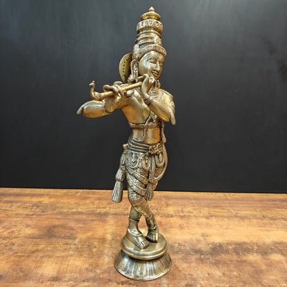 Brass Fine Standing Krishna Idol For Home Decor 2 Feet by vendor-unknown - Hindu Gods (View 7)