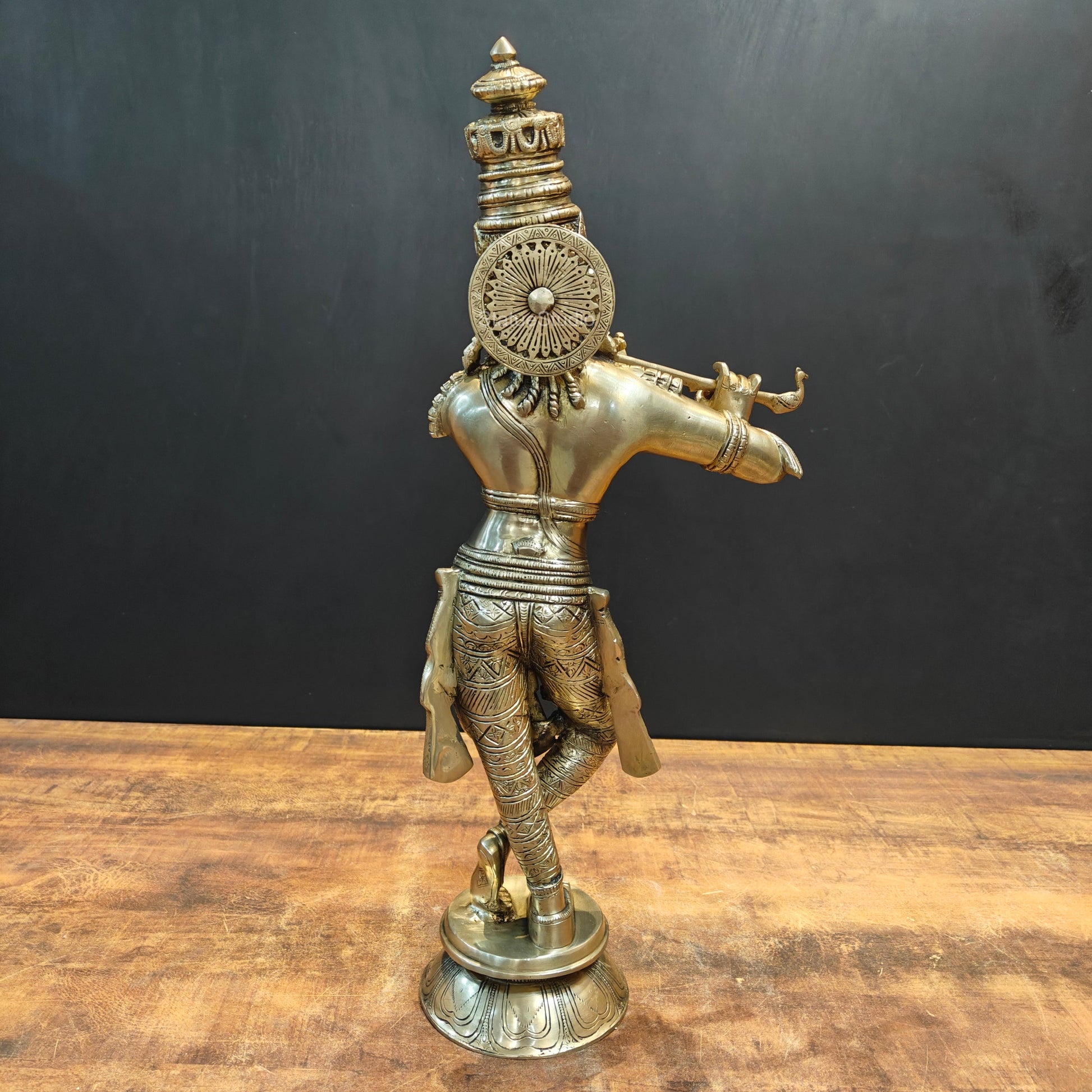 Brass Fine Standing Krishna Idol For Home Decor 2 Feet - Image 8