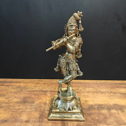 Brass Tribhanga Krishna Statue 2 Feet by vendor-unknown - Hindu Gods (View 3)