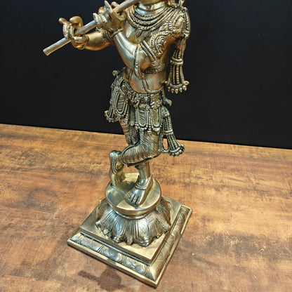 Brass Tribhanga Krishna Statue 2 Feet by vendor-unknown - Hindu Gods (View 7)