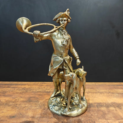 Brass French Huntsman Statue With Hounds 27 Inches by vendor-unknown - Decor (View 3)