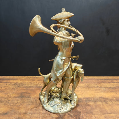 Brass French Huntsman Statue With Hounds 27 Inches by vendor-unknown - Decor (View 6)