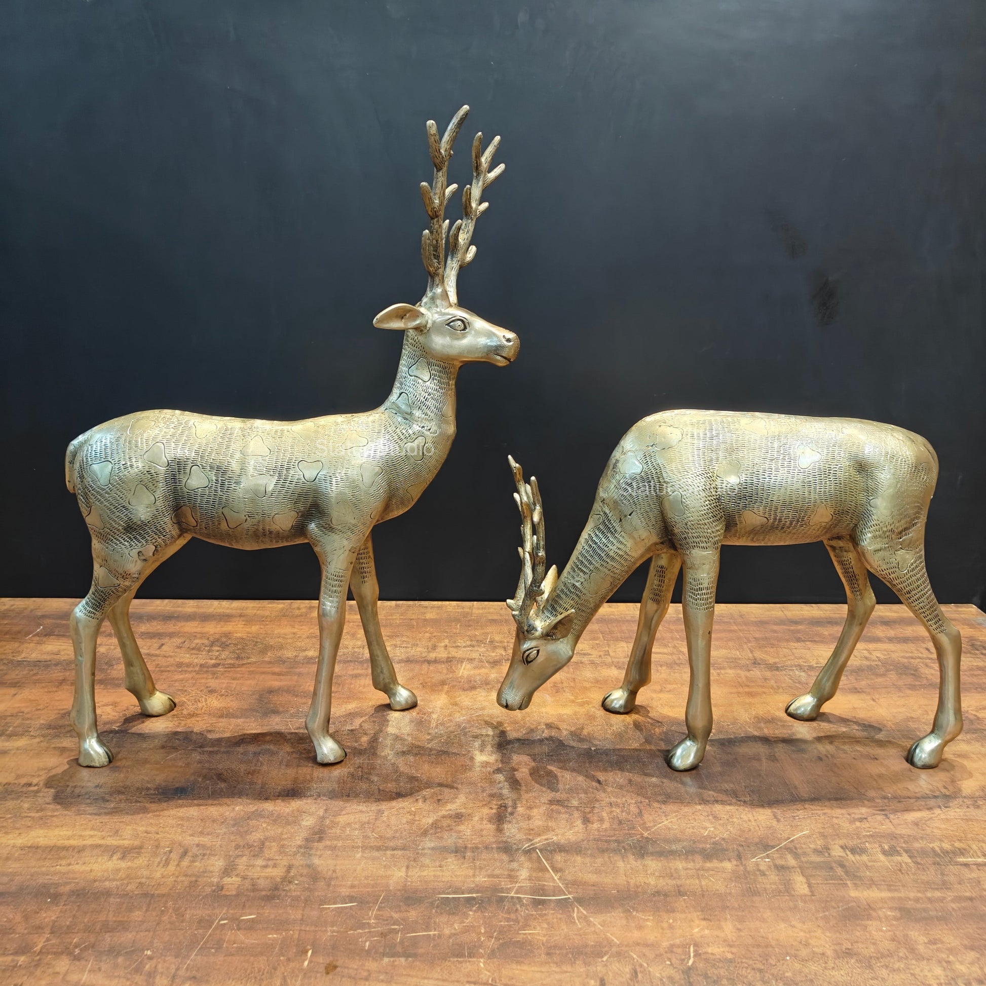 Brass Deer Pair Decorative Showpiece Sculptures 27 Inches - Image 3