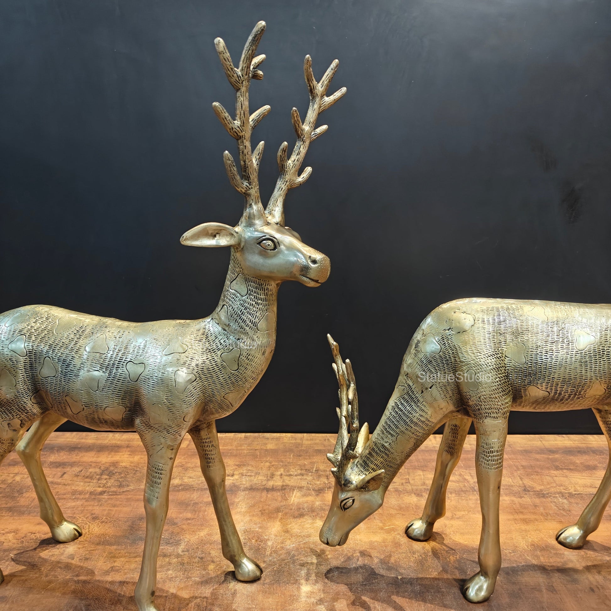 Brass Deer Pair Decorative Showpiece Sculptures 27 Inches - Image 4