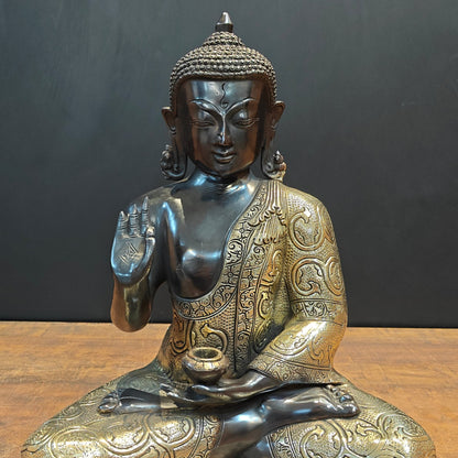 Brass Blessing Buddha Idol Antique Finish 17 Inches by vendor-unknown - Buddha (View 2)