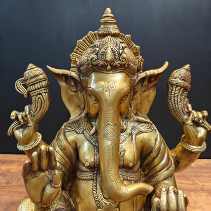Brass Large Ganesha Statue Antique Finish 21 Inches by vendor-unknown - Hindu Gods (View 2)