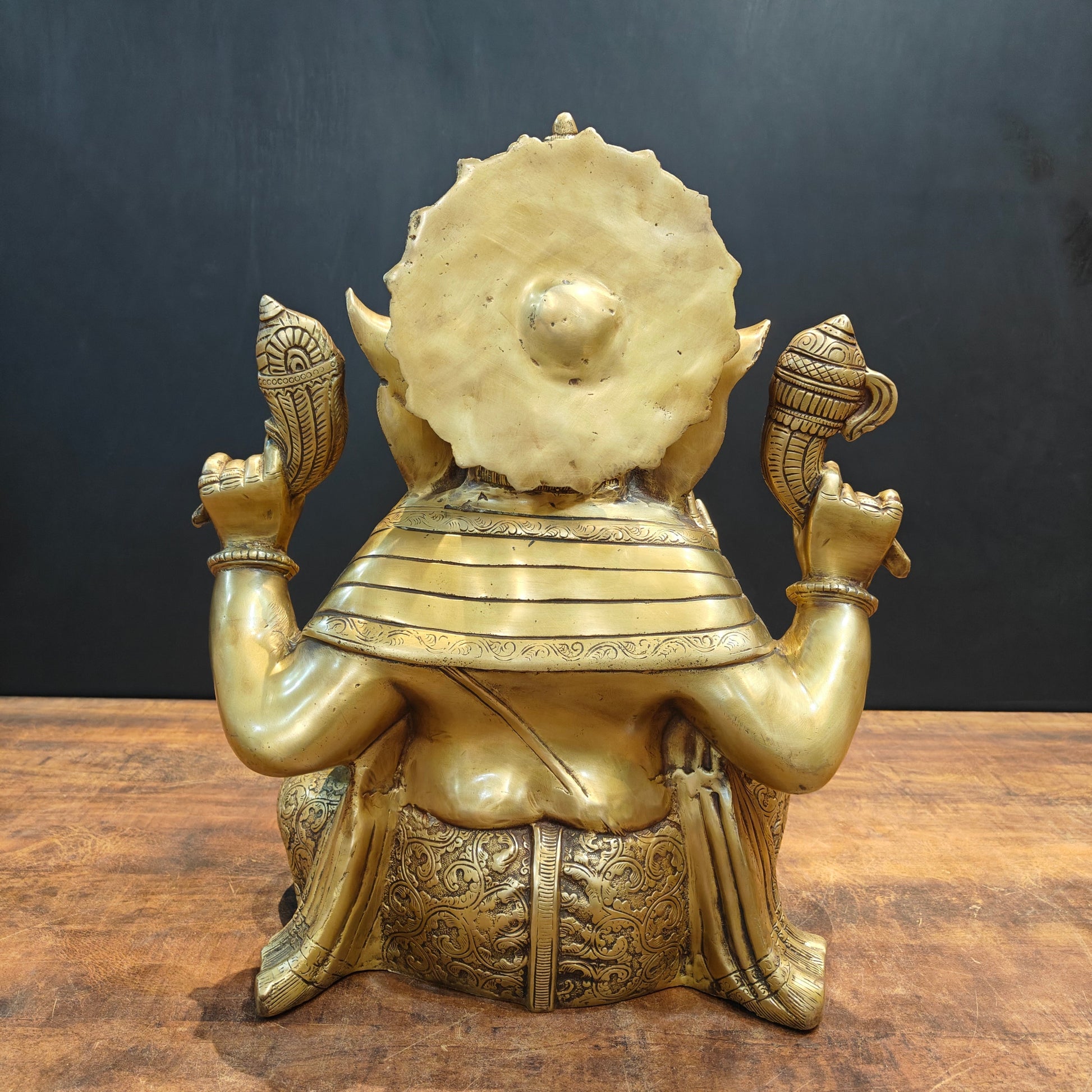 Brass Large Ganesha Statue Antique Finish 21 Inches - Image 8