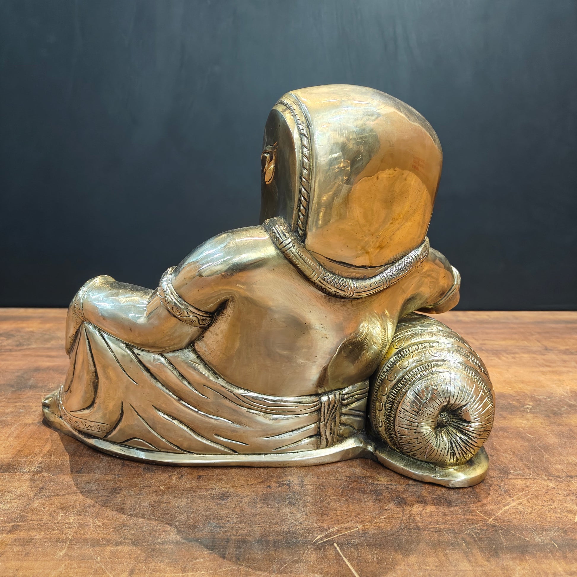Brass Modern Ganesha Statue in Resting Posture 13 Inch - Image 5