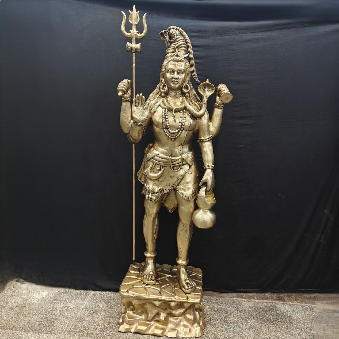 Brass Large Majestic Standing Lord Shiva Statue 7 Feet