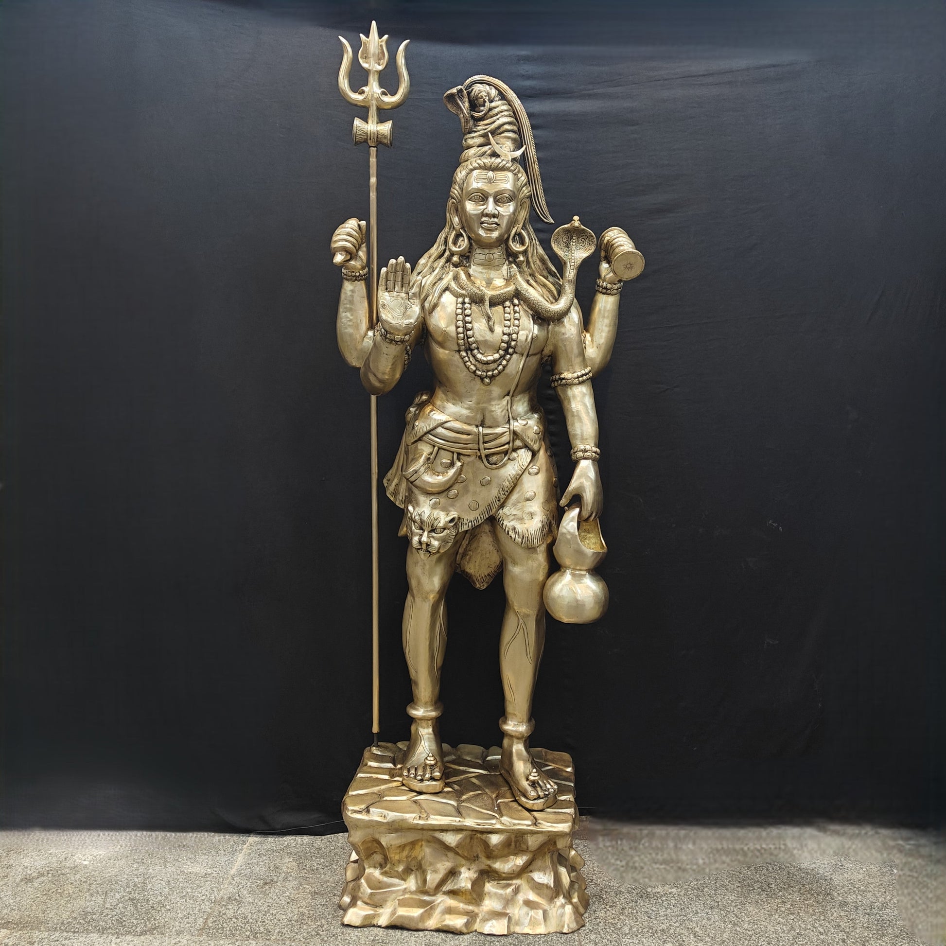 Brass Large Majestic Standing Lord Shiva Statue 7 Feet - Image 12