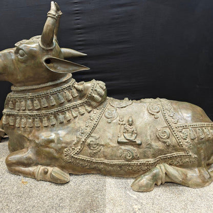 Brass Large Nandi Idol Antique Patina Finish 83 inches by vendor-unknown - Spiritual (View 6)