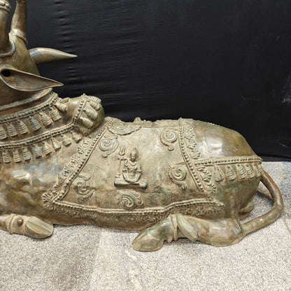 Brass Large Nandi Idol Antique Patina Finish 83 inches by vendor-unknown - Spiritual (View 7)