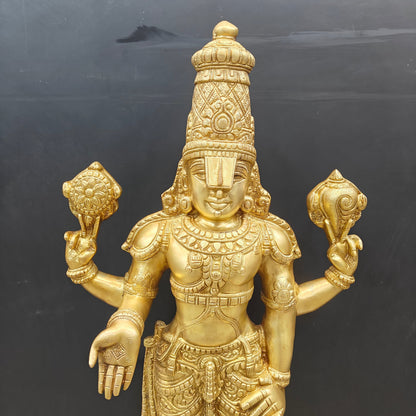 Brass Venkateshwara Tirupati Balaji Idol 39 Inches by vendor-unknown - Hindu Gods (View 2)