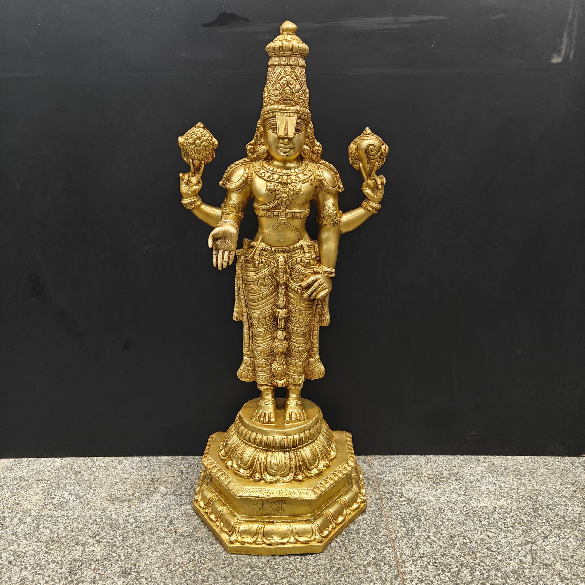 Brass Venkateshwara Tirupati Balaji Idol 39 Inches - Image 3