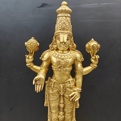 Brass Venkateshwara Tirupati Balaji Idol 39 Inches by vendor-unknown - Hindu Gods (View 6)