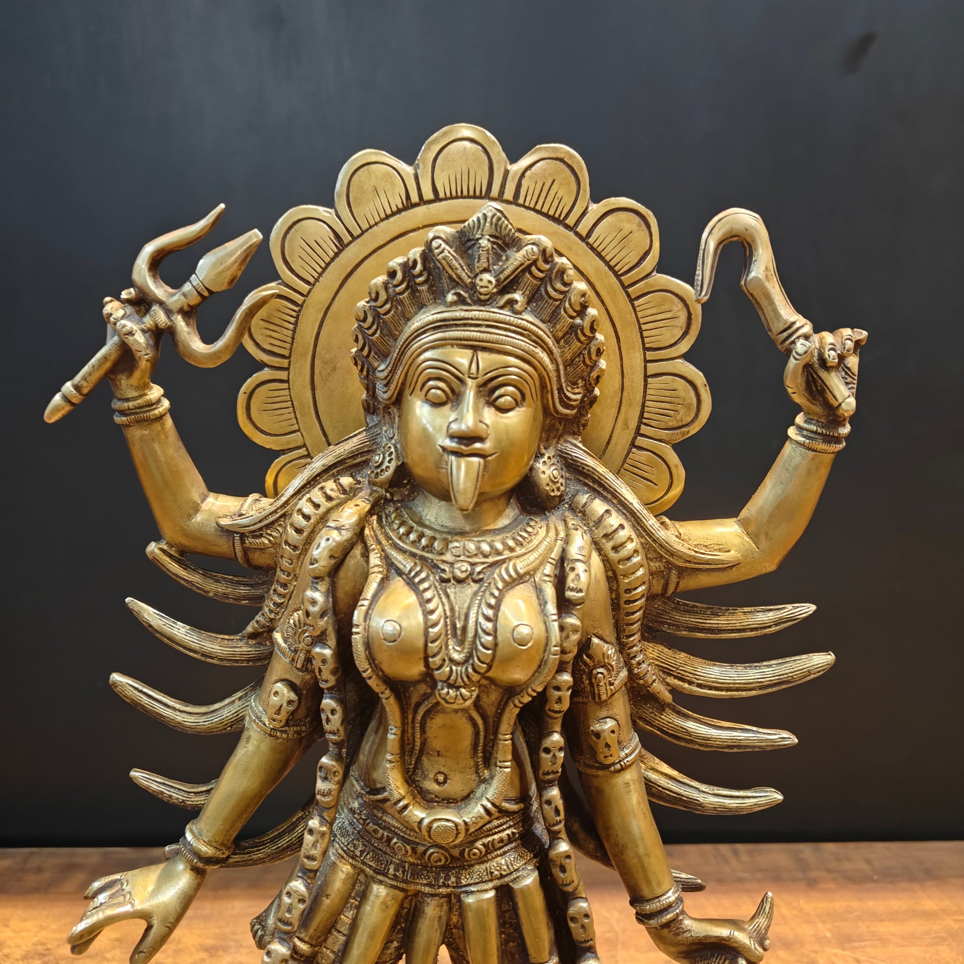 Brass Kali Mata Statue With Four Arms 1.5 Feet - Image 7