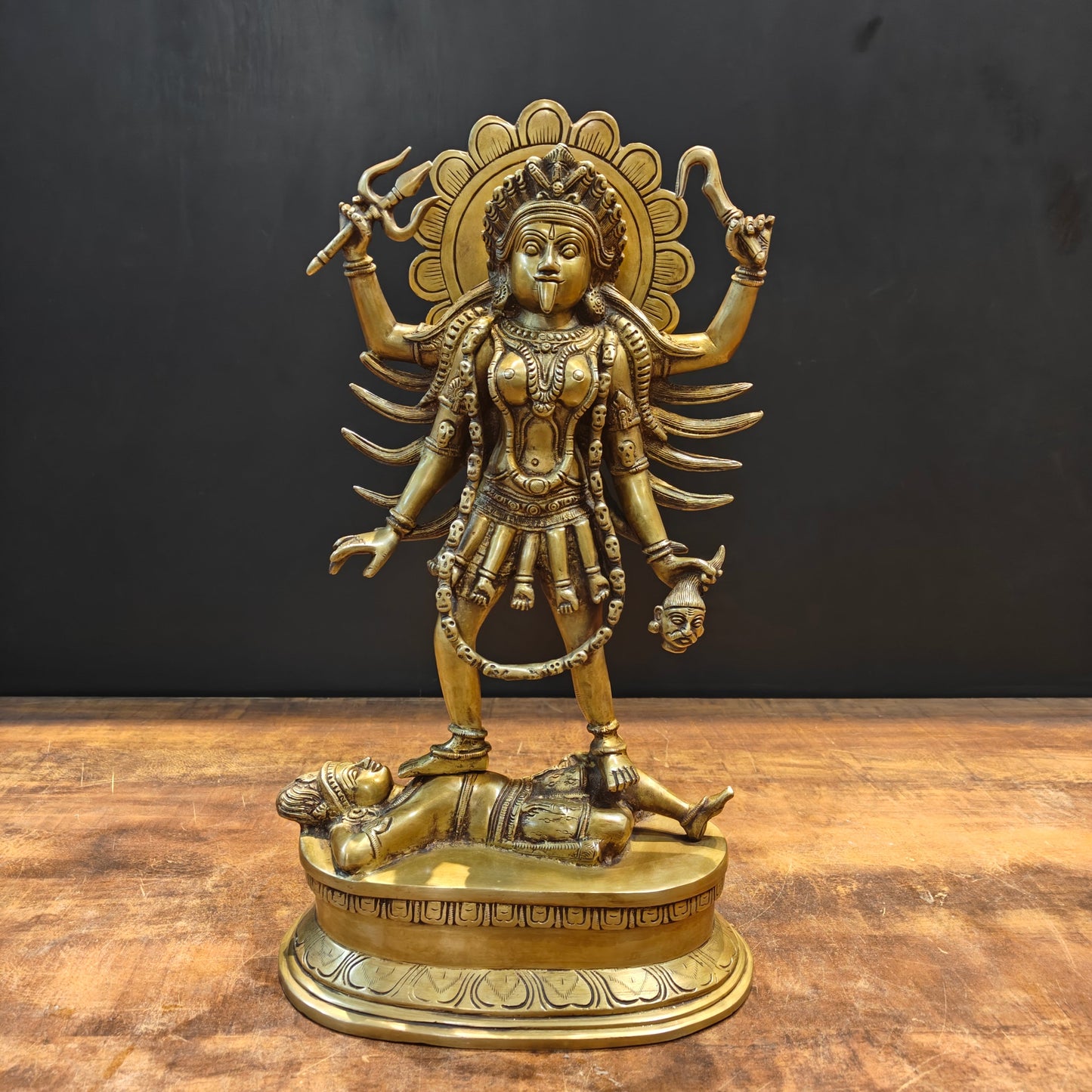 Brass Kali Mata Statue With Four Arms 1.5 Feet