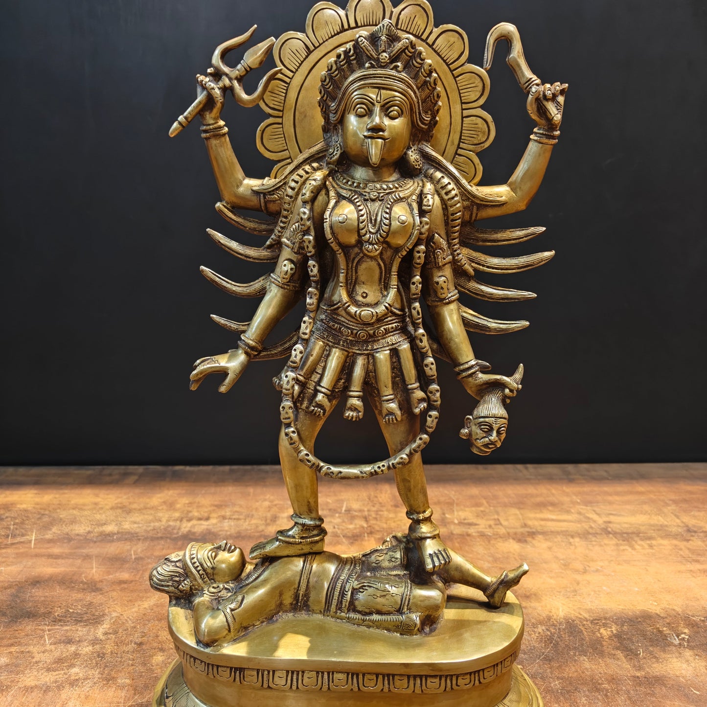 Brass Kali Mata Statue With Four Arms 1.5 Feet