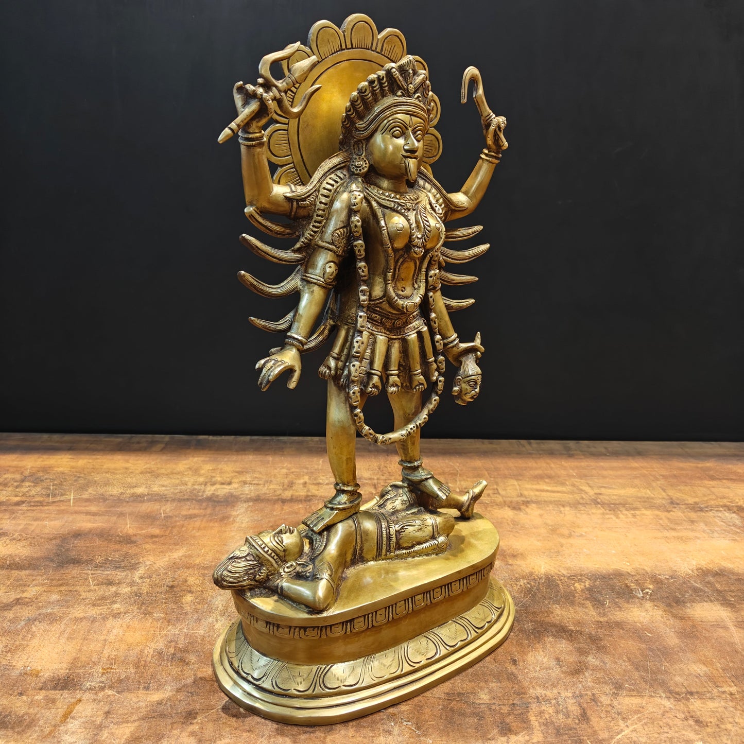 Brass Kali Mata Statue With Four Arms 1.5 Feet