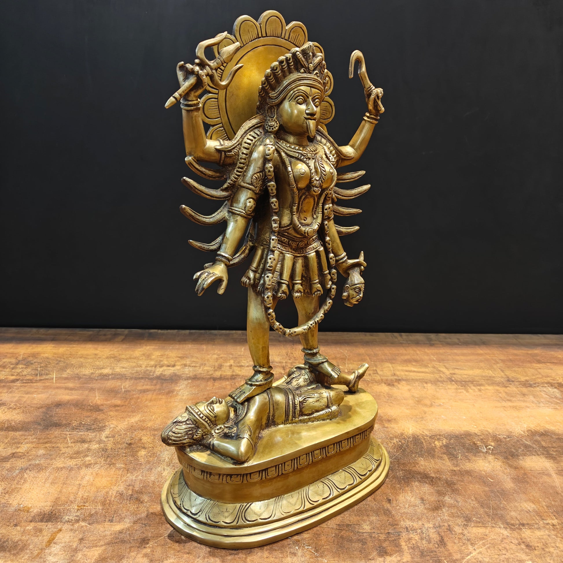 Brass Kali Mata Statue With Four Arms 1.5 Feet - Image 4