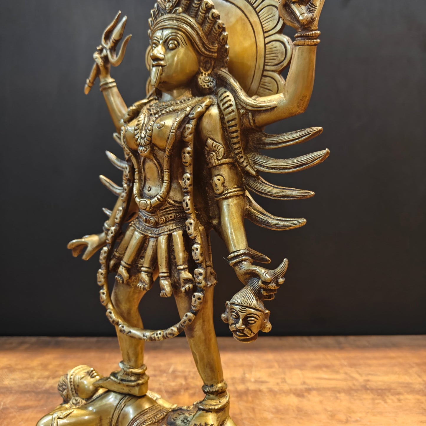 Brass Kali Mata Statue With Four Arms 1.5 Feet