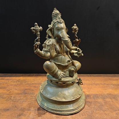 Vintage Brass Lord Ganesha Statue with Green Patina Finish 23 Inch by vendor-unknown - Hindu Gods (View 5)