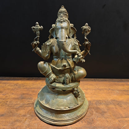 Vintage Brass Lord Ganesha Statue with Green Patina Finish 23 Inch by vendor-unknown - Hindu Gods (View 8)