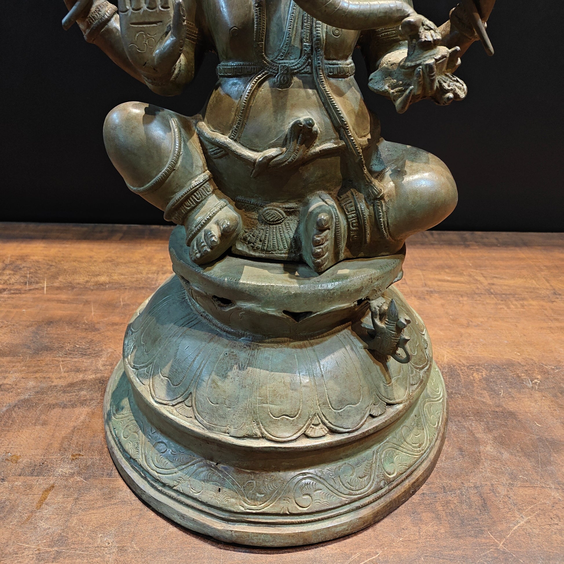 Vintage Brass Lord Ganesha Statue with Green Patina Finish 23 Inch - Image 9