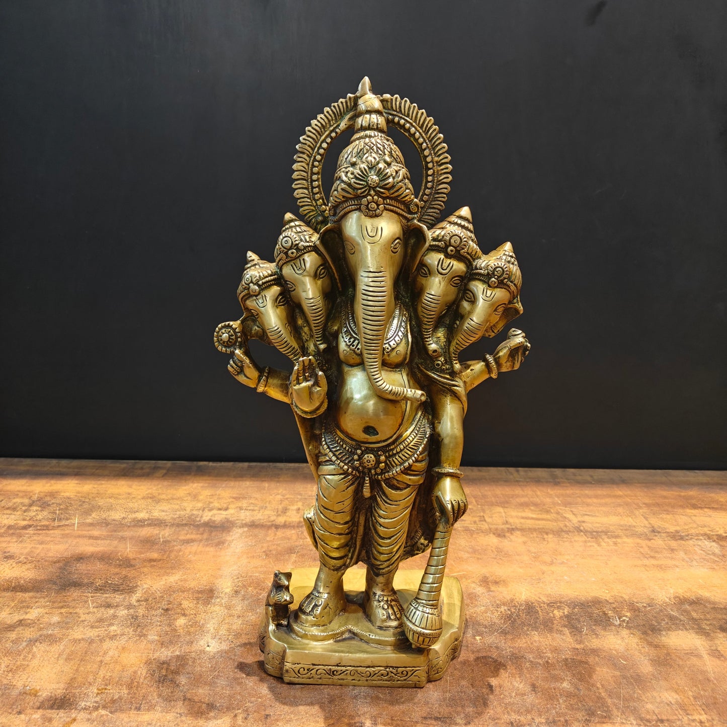 Brass Standing Panchmukhi Ganesha Statue 19 Inch