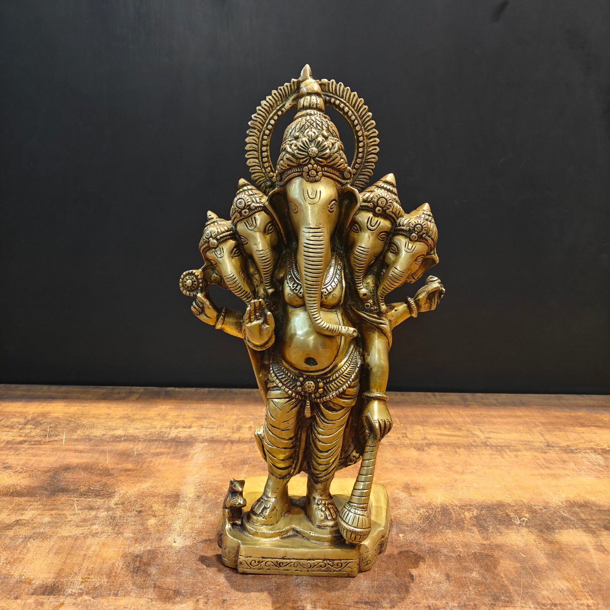Brass Standing Panchmukhi Ganesha Statue 19 Inch - Image 5