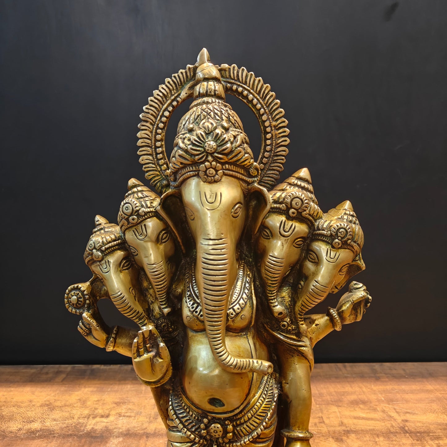 Brass Standing Panchmukhi Ganesha Statue 19 Inch