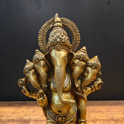 Brass Standing Panchmukhi Ganesha Statue 19 Inch by vendor-unknown - Hindu Gods (View 2)