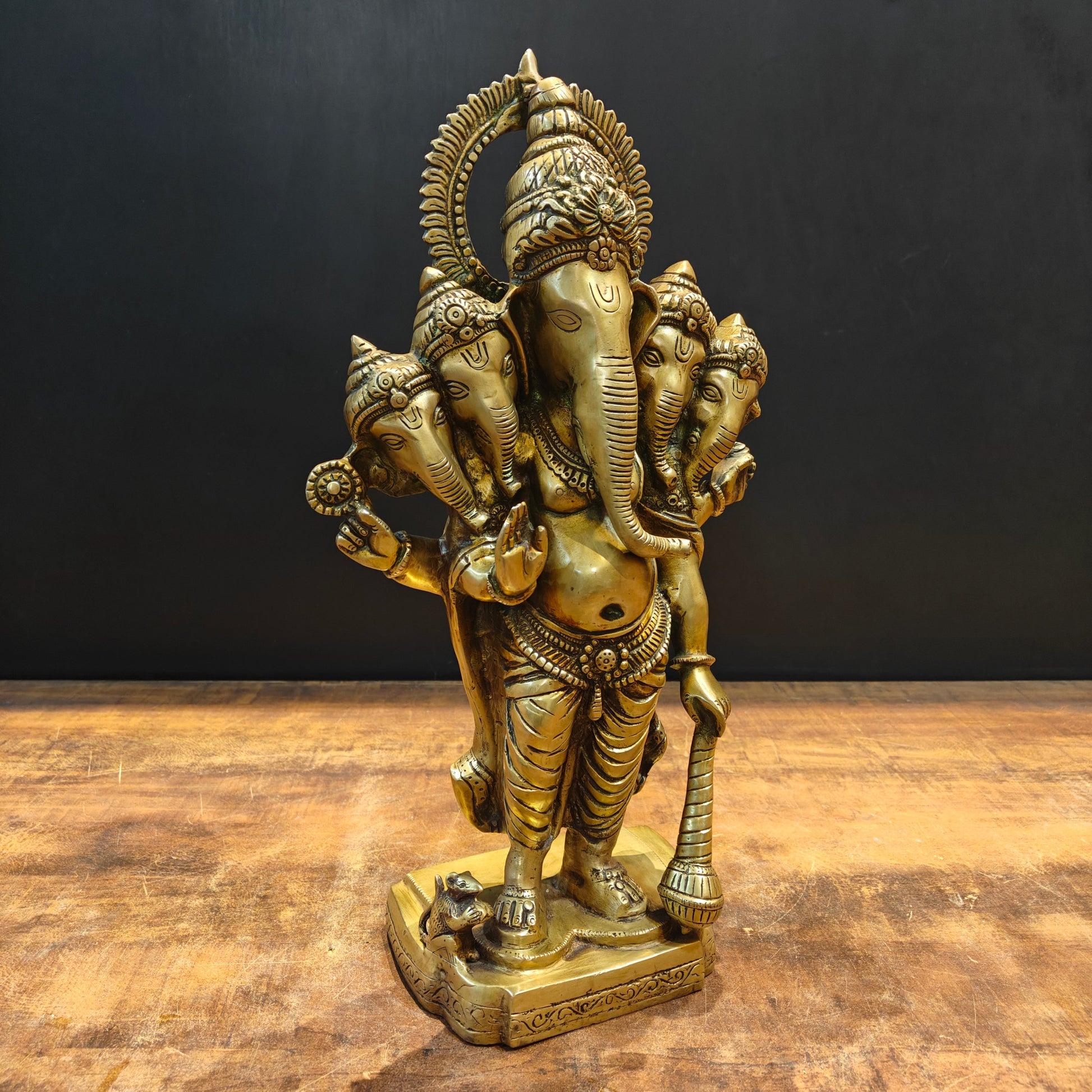 Brass Standing Panchmukhi Ganesha Statue 19 Inch - Image 3