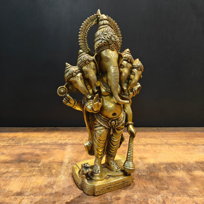 Brass Standing Panchmukhi Ganesha Statue 19 Inch by vendor-unknown - Hindu Gods (View 3)