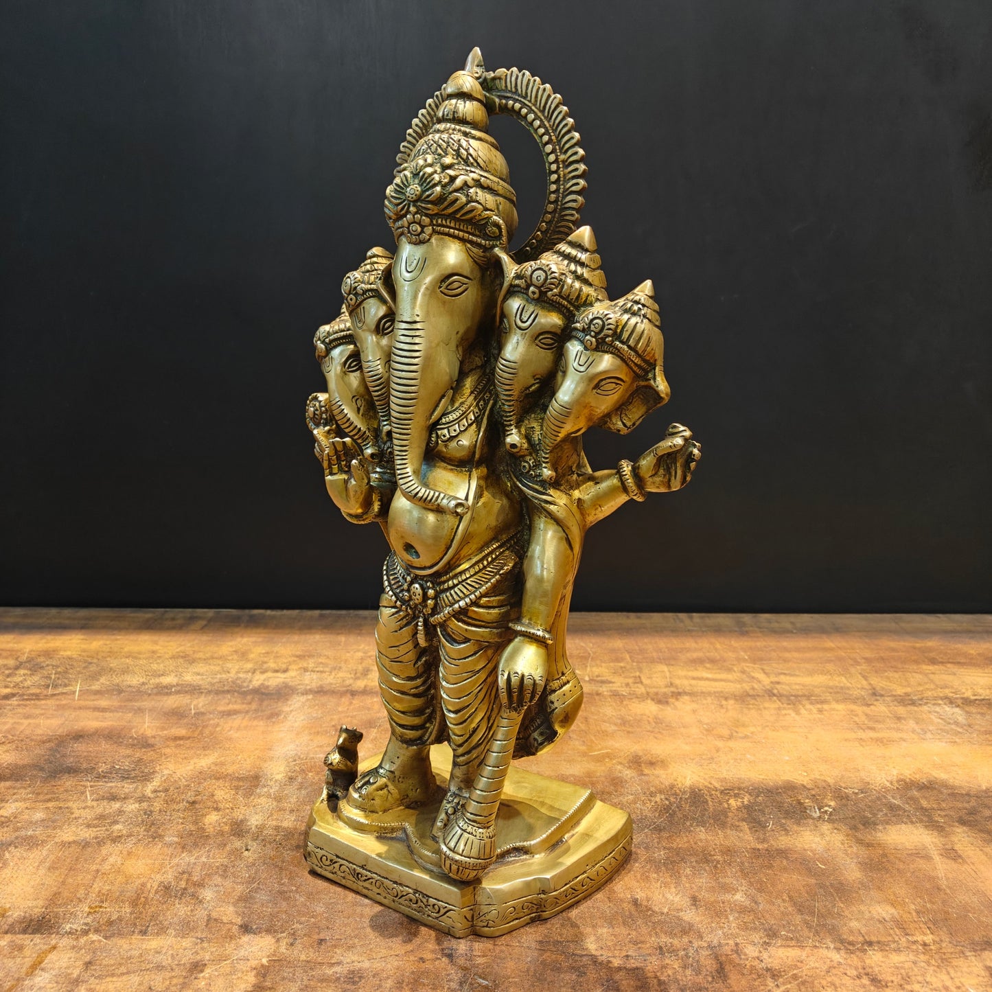 Brass Standing Panchmukhi Ganesha Statue 19 Inch