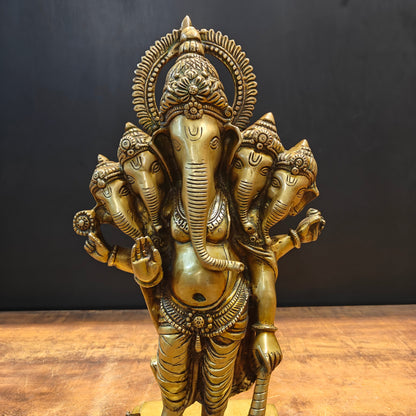 Brass Standing Panchmukhi Ganesha Statue 19 Inch by vendor-unknown - Hindu Gods (View 6)