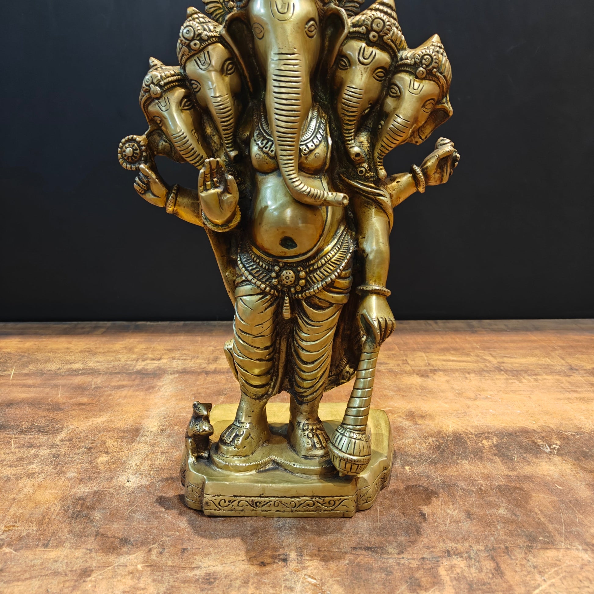 Brass Standing Panchmukhi Ganesha Statue 19 Inch - Image 7